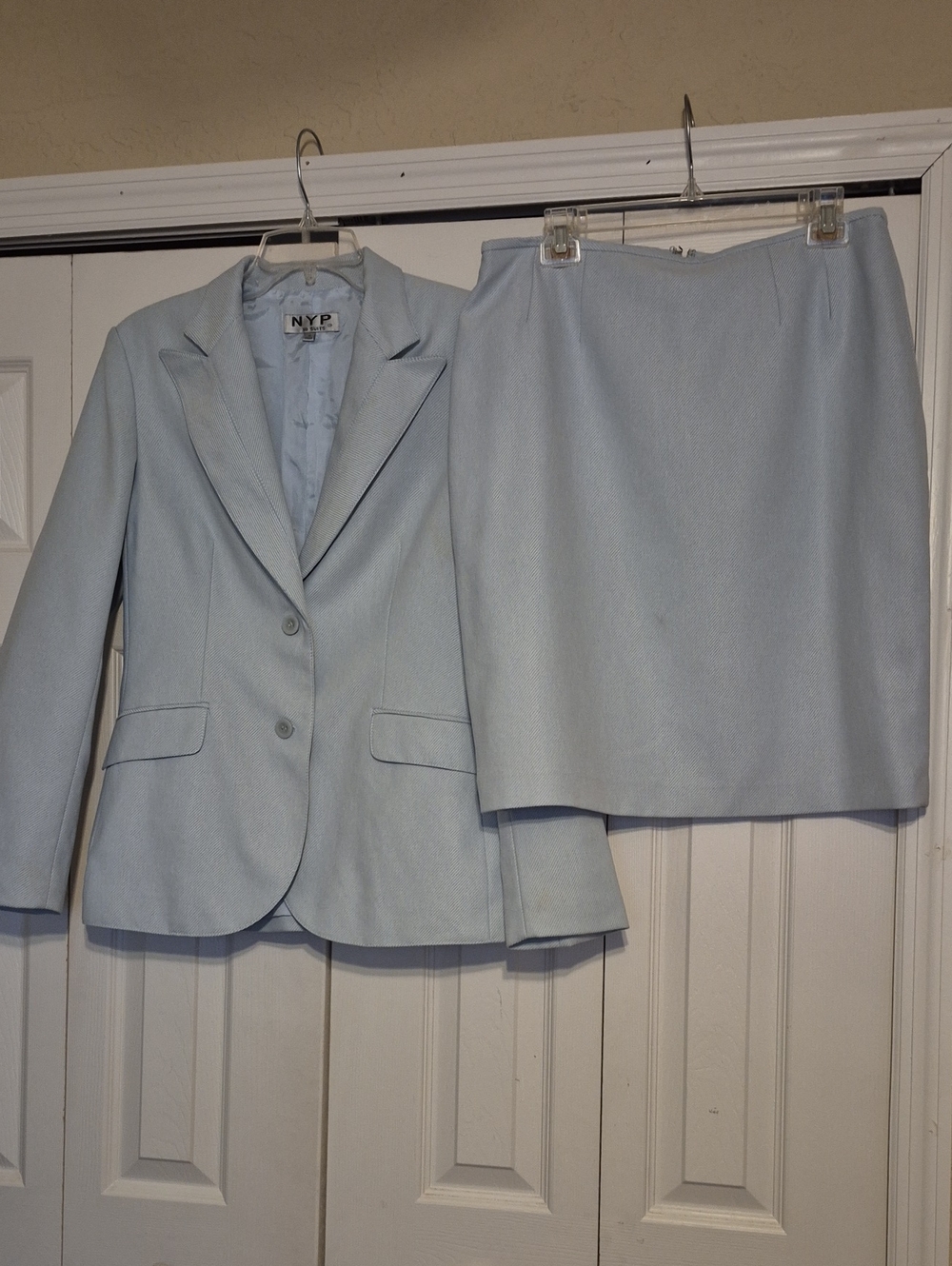 Light Blue Women's Skirt Suit - Blazer & Pencil Skirt